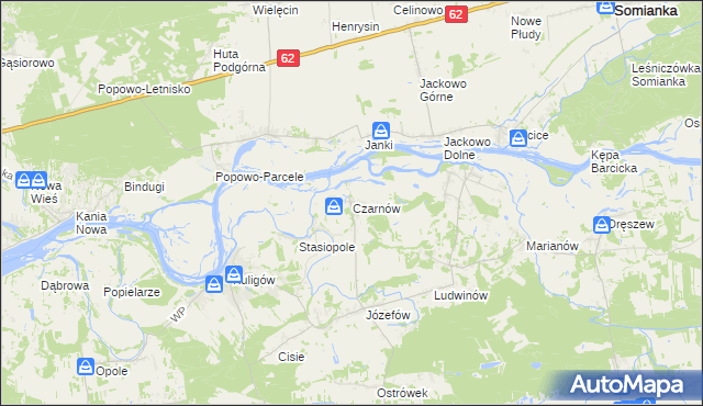 mapa Czarnów gmina Dąbrówka, Czarnów gmina Dąbrówka na mapie Targeo