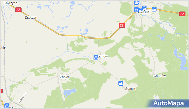 mapa Czarnów gmina Górzyca, Czarnów gmina Górzyca na mapie Targeo