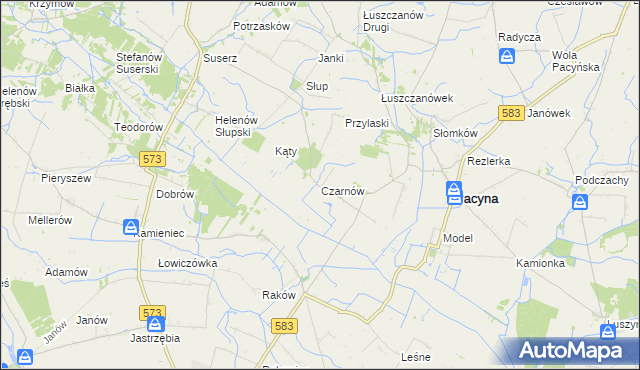 mapa Czarnów gmina Pacyna, Czarnów gmina Pacyna na mapie Targeo