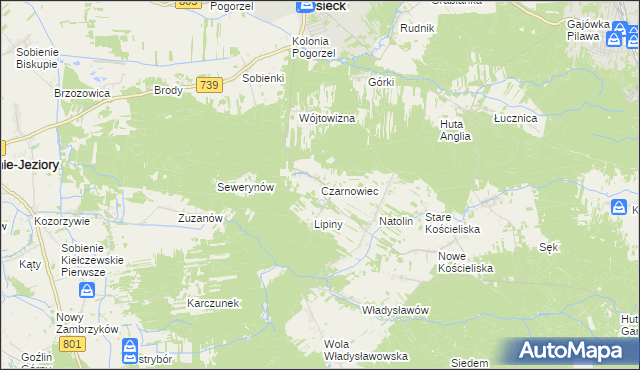 mapa Czarnowiec gmina Osieck, Czarnowiec gmina Osieck na mapie Targeo