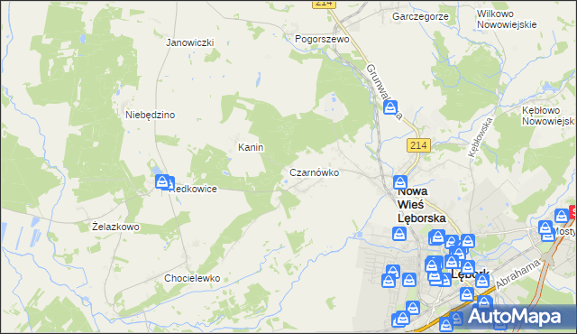mapa Czarnówko gmina Nowa Wieś Lęborska, Czarnówko gmina Nowa Wieś Lęborska na mapie Targeo