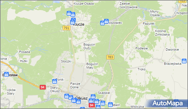 mapa Czarny Las gmina Olkusz, Czarny Las gmina Olkusz na mapie Targeo