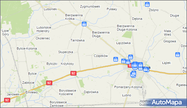 mapa Cząstków gmina Kłodawa, Cząstków gmina Kłodawa na mapie Targeo