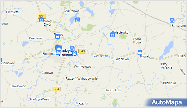 mapa Czeczewo gmina Radzyń Chełmiński, Czeczewo gmina Radzyń Chełmiński na mapie Targeo