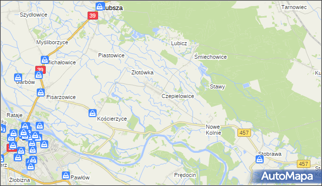 mapa Czepielowice, Czepielowice na mapie Targeo