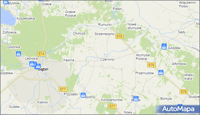 mapa Czermno gmina Gąbin, Czermno gmina Gąbin na mapie Targeo