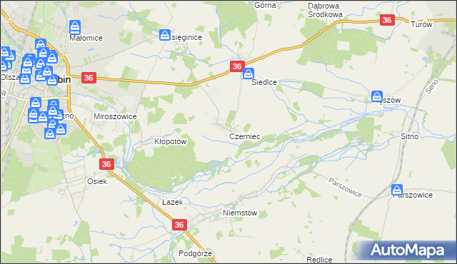 mapa Czerniec gmina Lubin, Czerniec gmina Lubin na mapie Targeo