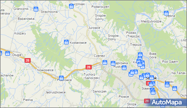 mapa Czerteż, Czerteż na mapie Targeo