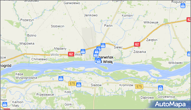 mapa Czerwińsk nad Wisłą, Czerwińsk nad Wisłą na mapie Targeo