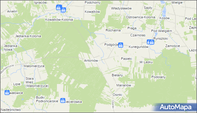 mapa Czerwona gmina Ciepielów, Czerwona gmina Ciepielów na mapie Targeo