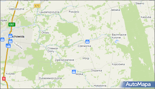 mapa Czerwonka gmina Suchowola, Czerwonka gmina Suchowola na mapie Targeo