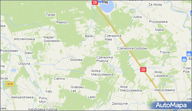 mapa Czerwonka Poleśna, Czerwonka Poleśna na mapie Targeo