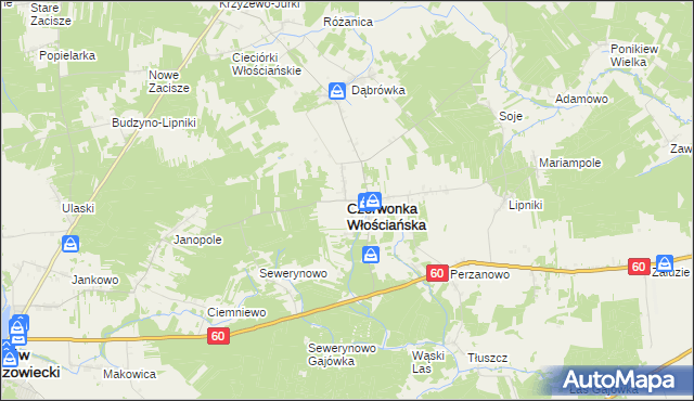 mapa Czerwonka Włościańska, Czerwonka Włościańska na mapie Targeo