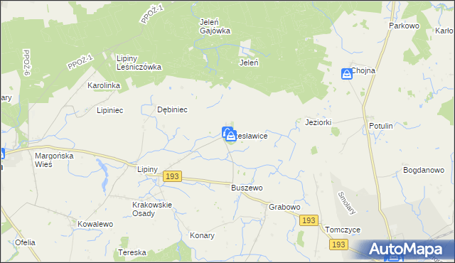 mapa Czesławice gmina Gołańcz, Czesławice gmina Gołańcz na mapie Targeo