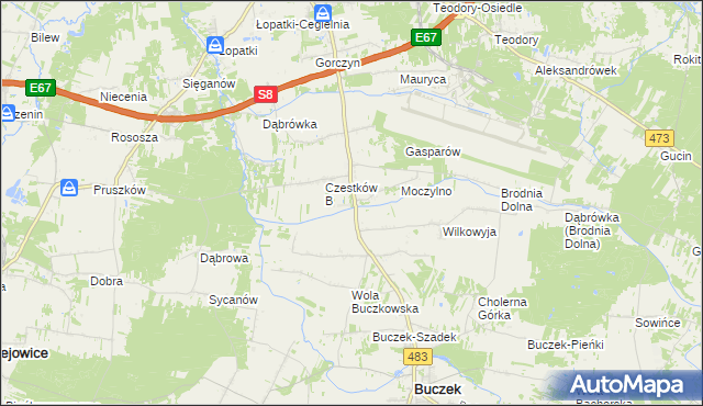 mapa Czestków F, Czestków F na mapie Targeo