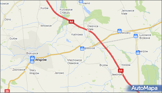 mapa Częstocice, Częstocice na mapie Targeo