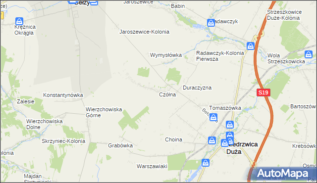 mapa Czółna gmina Niedrzwica Duża, Czółna gmina Niedrzwica Duża na mapie Targeo