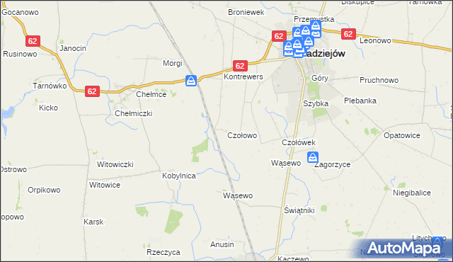 mapa Czołowo gmina Radziejów, Czołowo gmina Radziejów na mapie Targeo