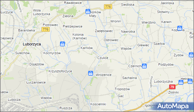 mapa Czulice, Czulice na mapie Targeo