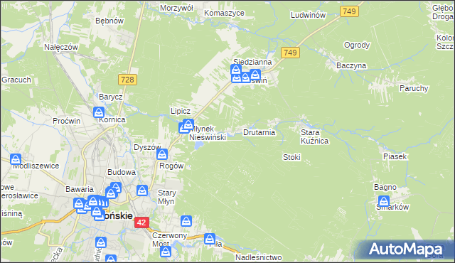 mapa Czysta gmina Końskie, Czysta gmina Końskie na mapie Targeo