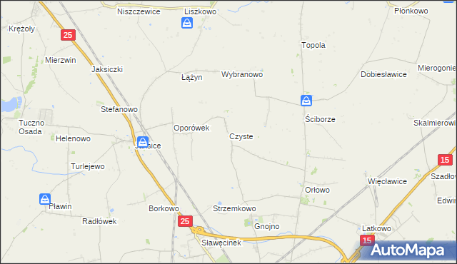 mapa Czyste gmina Inowrocław, Czyste gmina Inowrocław na mapie Targeo