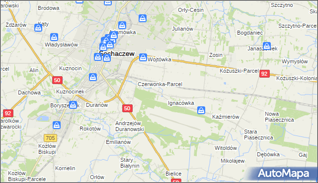 mapa Czyste gmina Sochaczew, Czyste gmina Sochaczew na mapie Targeo