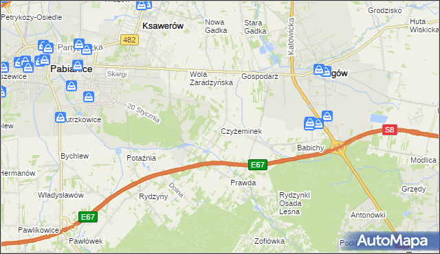 mapa Czyżeminek, Czyżeminek na mapie Targeo