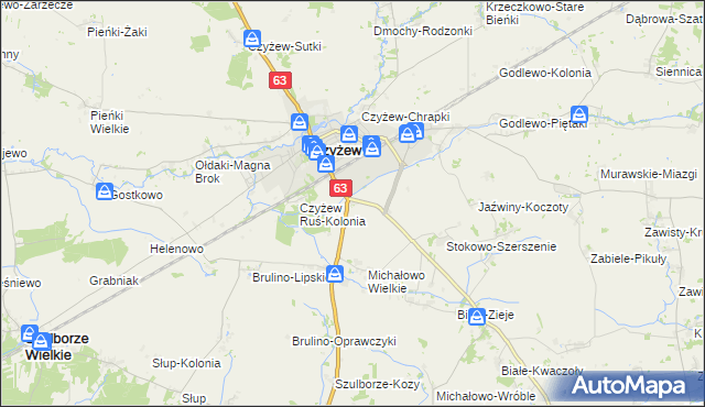 mapa Czyżew-Złote Jabłko, Czyżew-Złote Jabłko na mapie Targeo