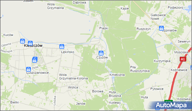 mapa Czyżów gmina Kleszczów, Czyżów gmina Kleszczów na mapie Targeo