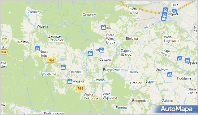 mapa Czyżów gmina Łagów, Czyżów gmina Łagów na mapie Targeo