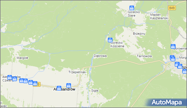 mapa Dąbrowa gmina Aleksandrów, Dąbrowa gmina Aleksandrów na mapie Targeo