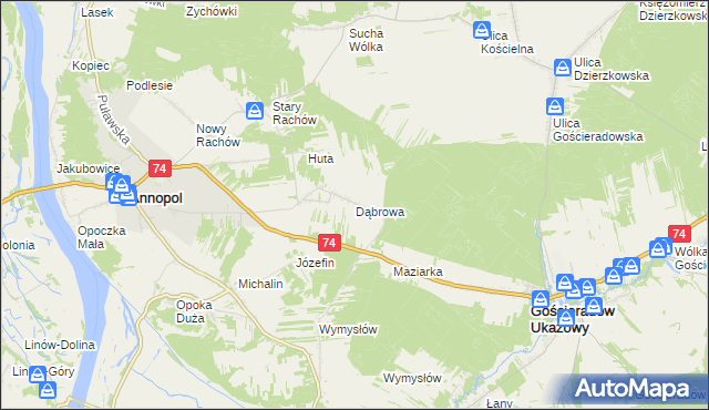 mapa Dąbrowa gmina Annopol, Dąbrowa gmina Annopol na mapie Targeo