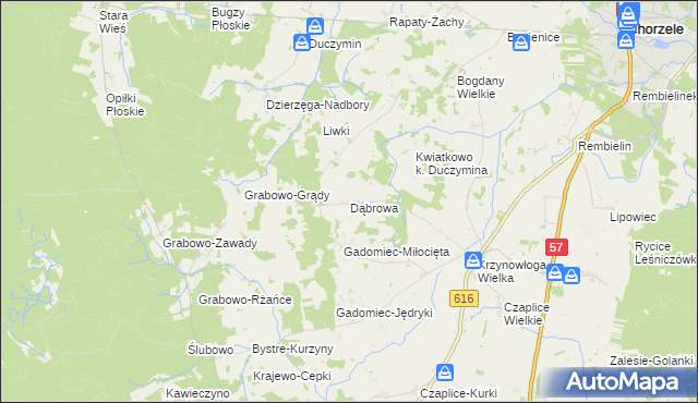 mapa Dąbrowa gmina Chorzele, Dąbrowa gmina Chorzele na mapie Targeo