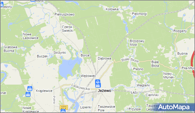 mapa Dąbrowa gmina Jeżewo, Dąbrowa gmina Jeżewo na mapie Targeo