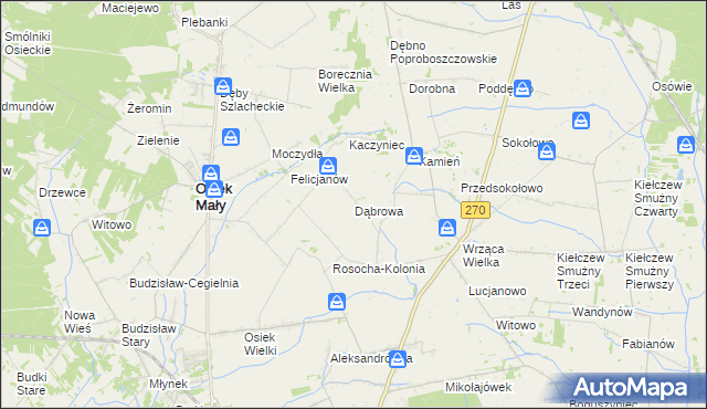 mapa Dąbrowa gmina Koło, Dąbrowa gmina Koło na mapie Targeo