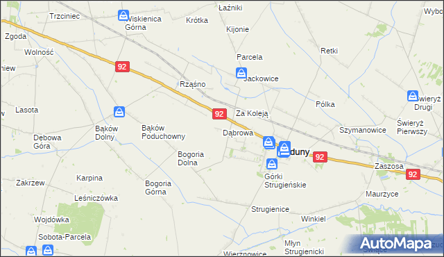 mapa Dąbrowa gmina Zduny, Dąbrowa gmina Zduny na mapie Targeo