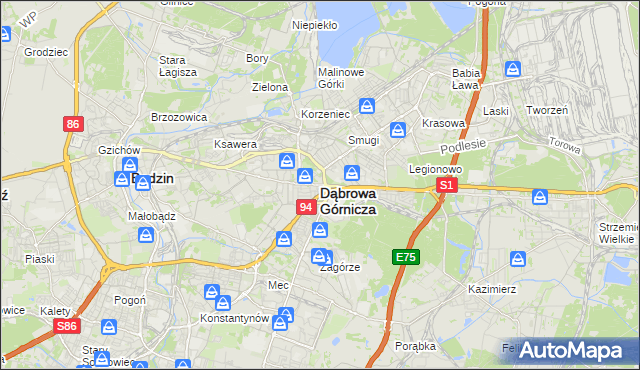 mapa Dąbrowa Górnicza, Dąbrowa Górnicza na mapie Targeo