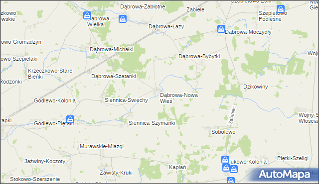 mapa Dąbrowa-Nowa Wieś, Dąbrowa-Nowa Wieś na mapie Targeo