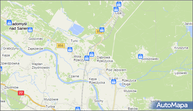 mapa Dąbrowa Rzeczycka, Dąbrowa Rzeczycka na mapie Targeo