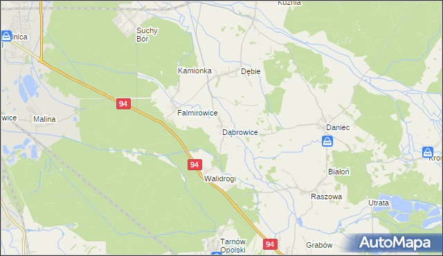 mapa Dąbrowice gmina Chrząstowice, Dąbrowice gmina Chrząstowice na mapie Targeo