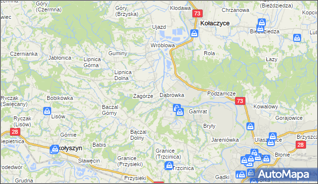 mapa Dąbrówka gmina Brzyska, Dąbrówka gmina Brzyska na mapie Targeo