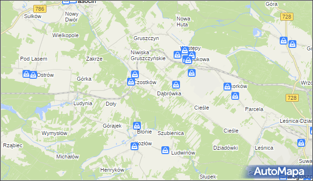 mapa Dąbrówka gmina Krasocin, Dąbrówka gmina Krasocin na mapie Targeo