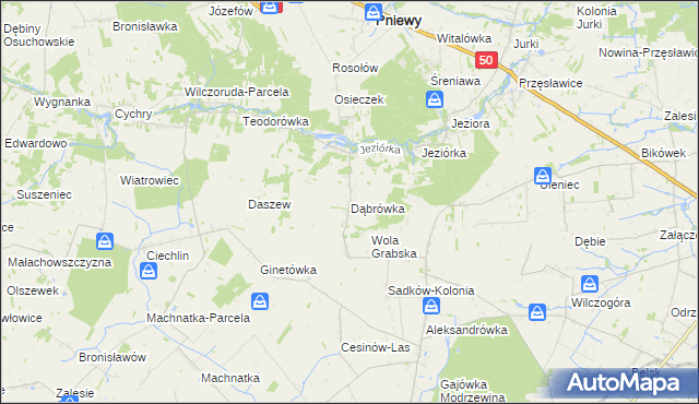 mapa Dąbrówka gmina Pniewy, Dąbrówka gmina Pniewy na mapie Targeo