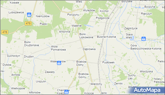 mapa Dąbrówka gmina Zadzim, Dąbrówka gmina Zadzim na mapie Targeo