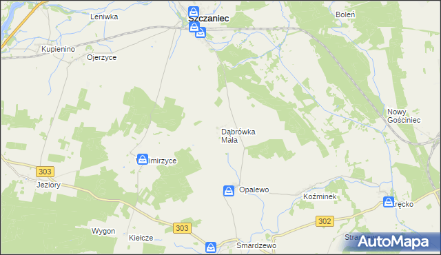 mapa Dąbrówka Mała gmina Szczaniec, Dąbrówka Mała gmina Szczaniec na mapie Targeo
