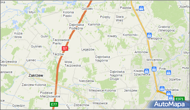 mapa Dąbrówka Nagórna, Dąbrówka Nagórna na mapie Targeo