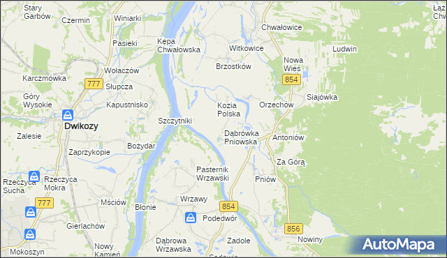 mapa Dąbrówka Pniowska, Dąbrówka Pniowska na mapie Targeo