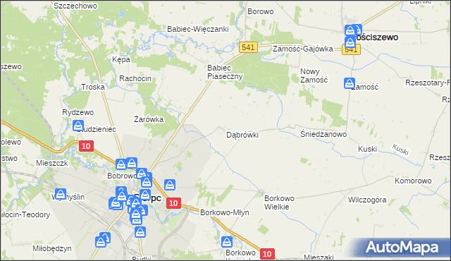 mapa Dąbrówki gmina Sierpc, Dąbrówki gmina Sierpc na mapie Targeo