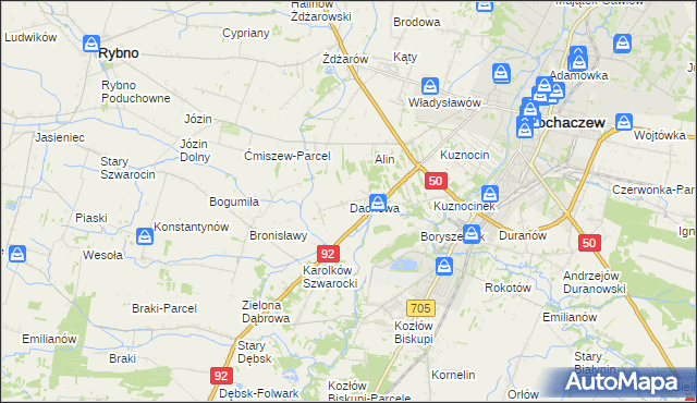 mapa Dachowa gmina Sochaczew, Dachowa gmina Sochaczew na mapie Targeo