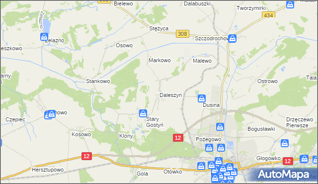 mapa Daleszyn, Daleszyn na mapie Targeo
